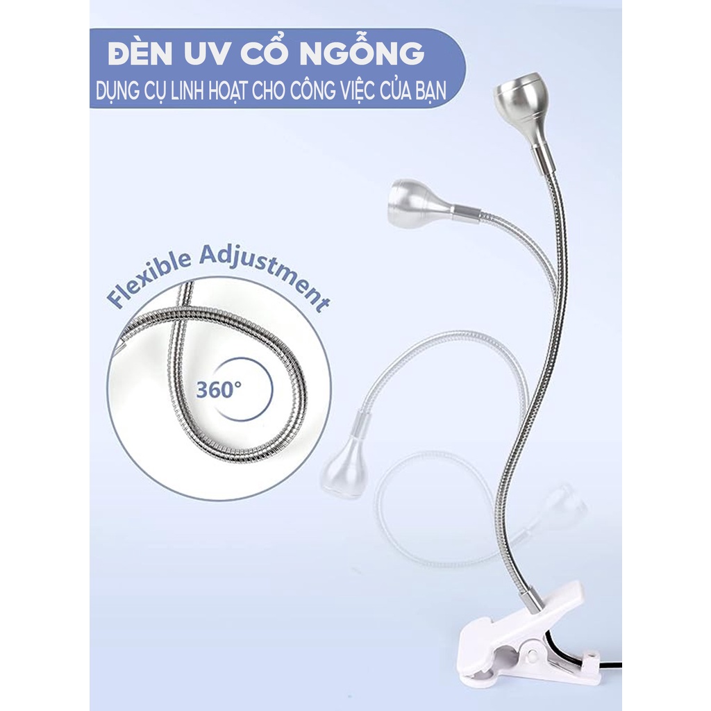Đèn LED Làm Móng Tay Nail Máy Sấy Khô Tia Cực Tím 3W Với 4 Độ Sáng Điều Chỉnh Linh Hoạt Dùng Để Hong Khô Móng Gel