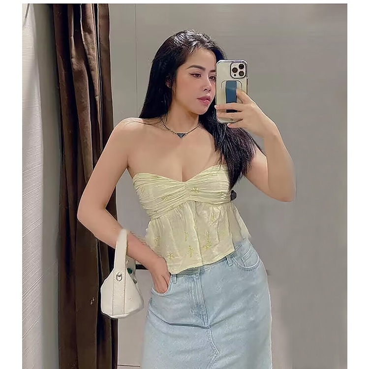 Zara Áo Ống Thêu Họa Tiết Tổ Ong Sau Lưng 23 Kiểu Thời Trang Mùa Hè7200130