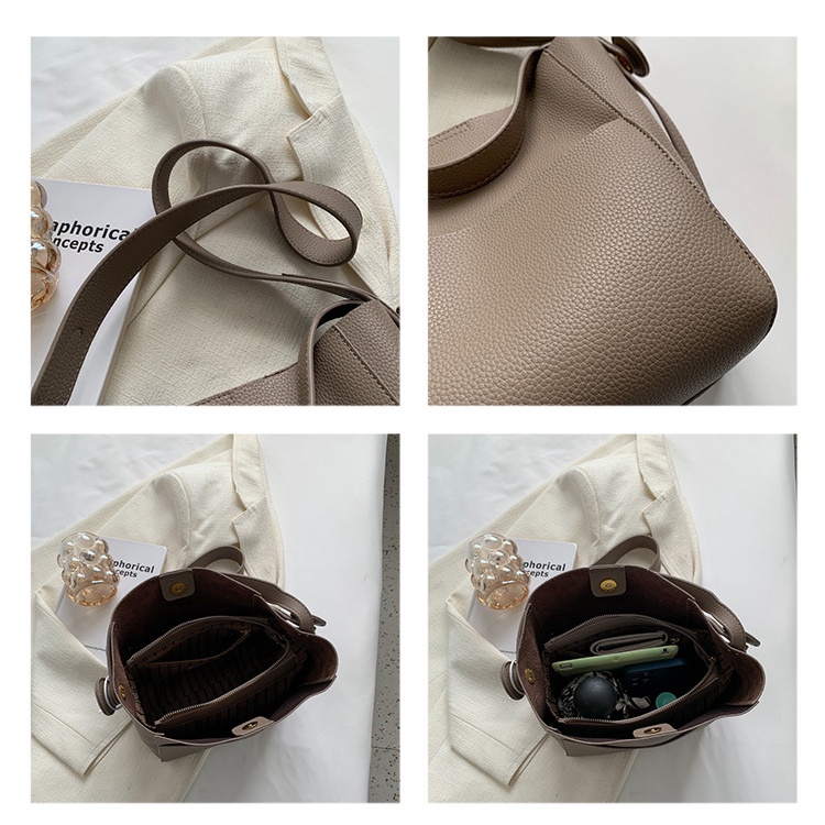 Túi Xách bucket Dây Đeo Bản Rộng Thời Trang Đơn Giản