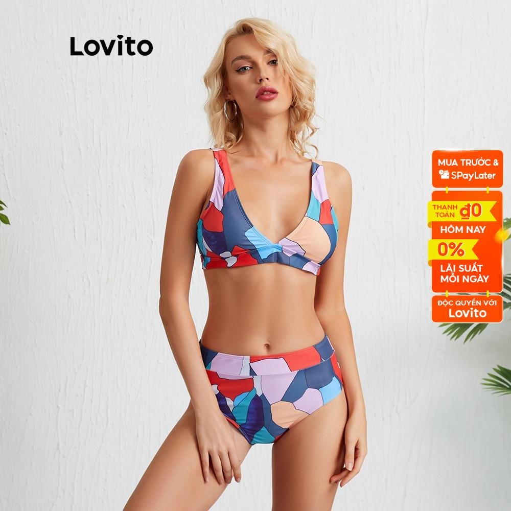 Set đồ bơi Lovito L09042 hở lưng trẻ trung (Nhiều màu sắc)