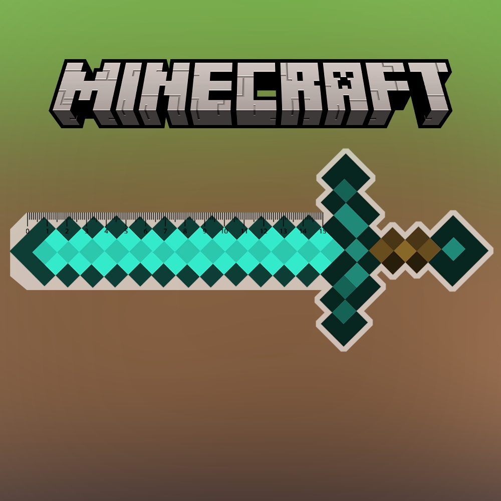 Mô hình Thước Kẻ Học Sinh 15cm In hình game minecraft