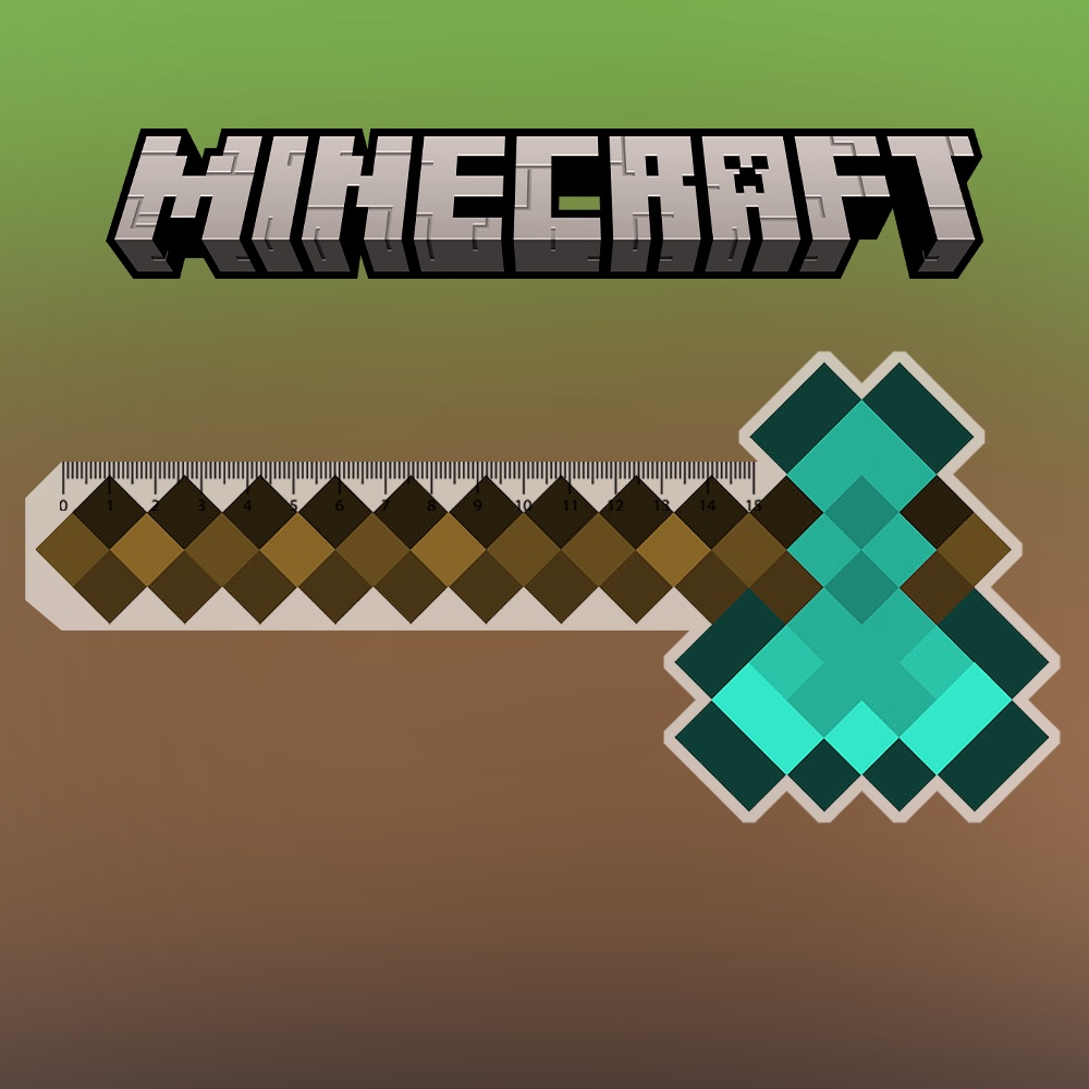 Mô hình Thước Kẻ Học Sinh 15cm In hình game minecraft