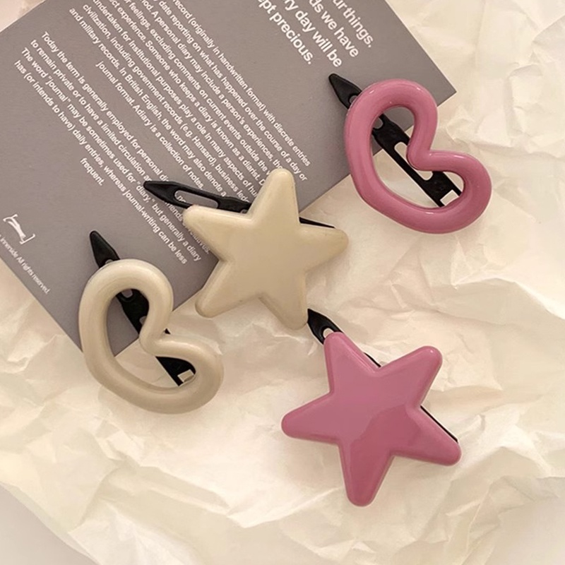 Set 2 Kẹp Tóc Hình Trái Tim Màu Hồng Ngọt Ngào Cho Nữ