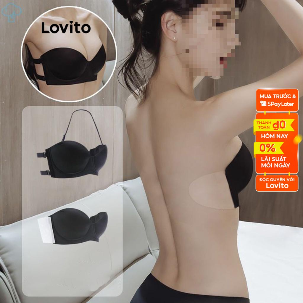 Áo ngực dây rút hở lưng trơn thường ngày LOVITO LNA10029 (Màu mơ/ Đen)