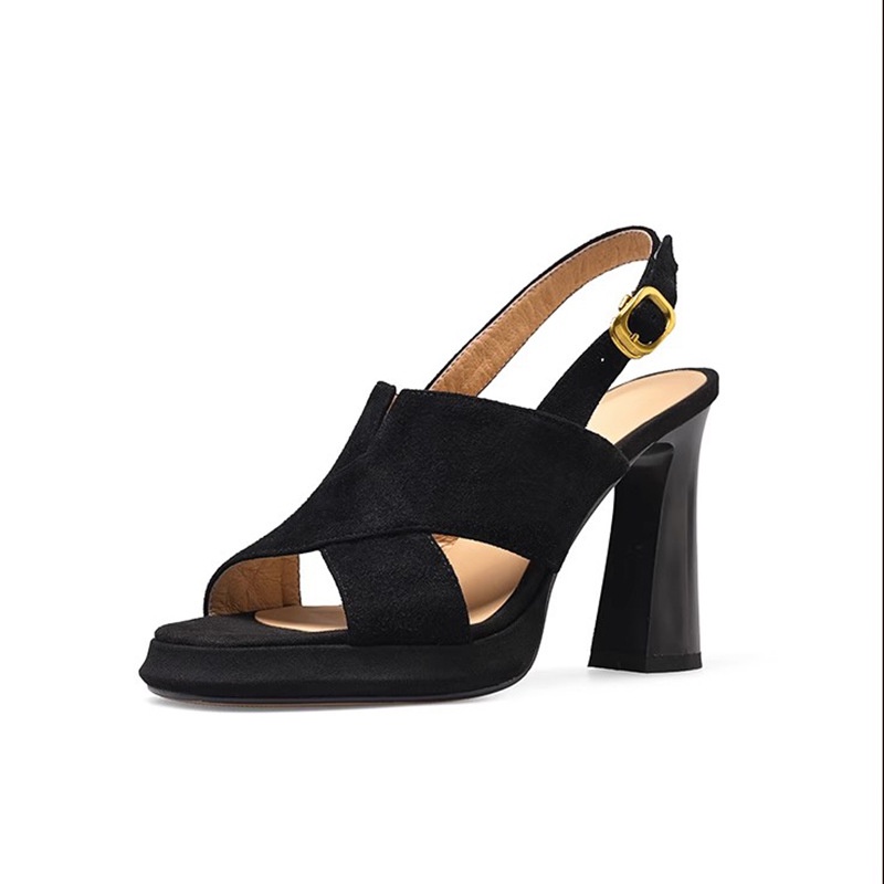 Giày Cao Gót Nữ Mũi Tròn Quai Chéo Thời Trang 02717