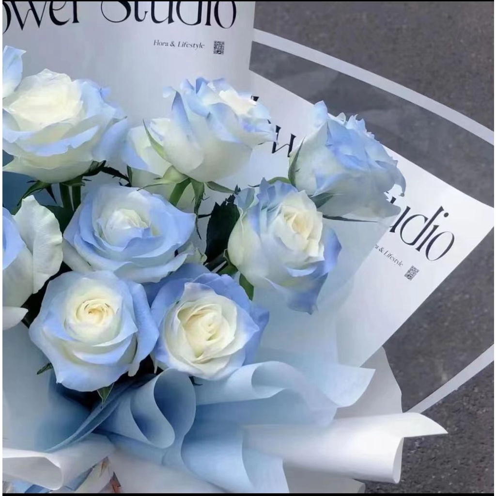 Cành Hoa Hồng Nhân Tạo Màu Xanh Dương Lạnh Nhiều Màu Trang Trí Nhà Cửa / Tiệc Cưới / Giáng Sinh diy