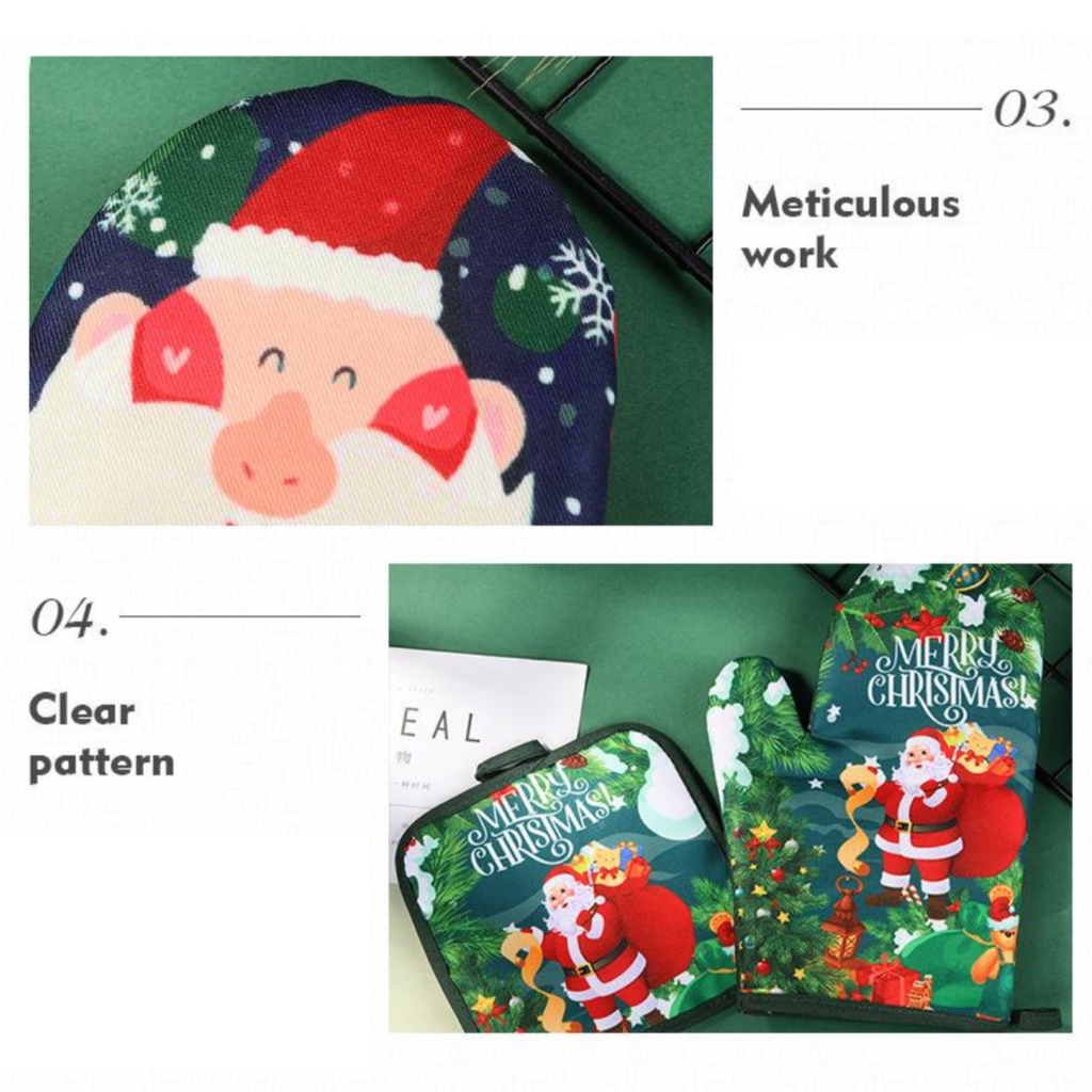 Găng Tay Cách Nhiệt Dùng Cho Lò Vi Sóng Phong Cách Giáng Sinh