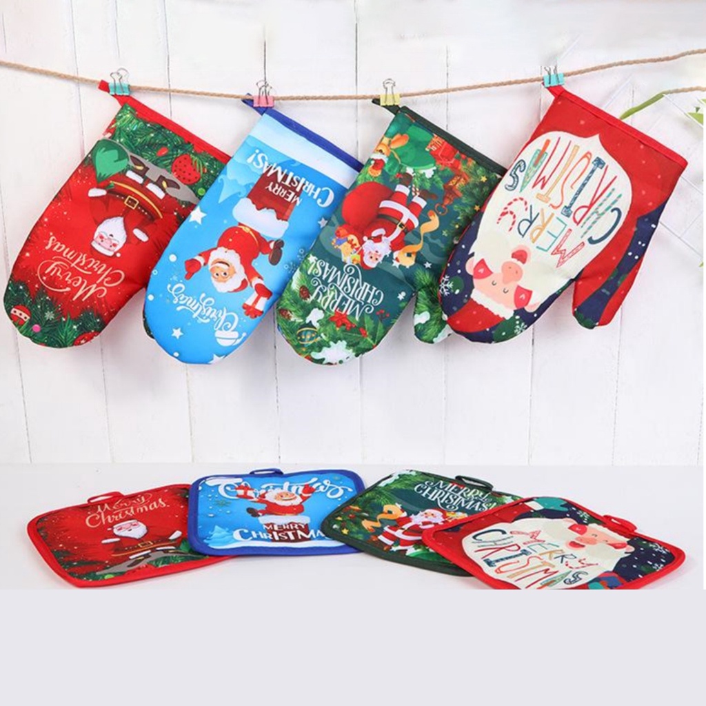 Găng Tay Cách Nhiệt Dùng Cho Lò Vi Sóng Phong Cách Giáng Sinh