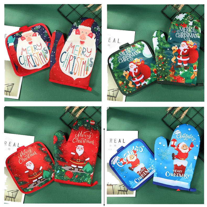 Găng Tay Cách Nhiệt Dùng Cho Lò Vi Sóng Phong Cách Giáng Sinh