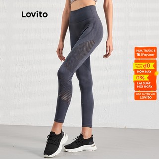 Quần legging thể thao Lovito L07024 màu trơn không đường may nhanh khô