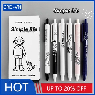 Set 6 bút bi mực đen ngòi 0.5mm