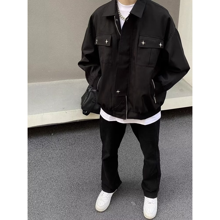 Áo Khoác Dáng Rộng Phong Cách Thời Trang retro Mỹ Dành Cho Cặp Đôi
