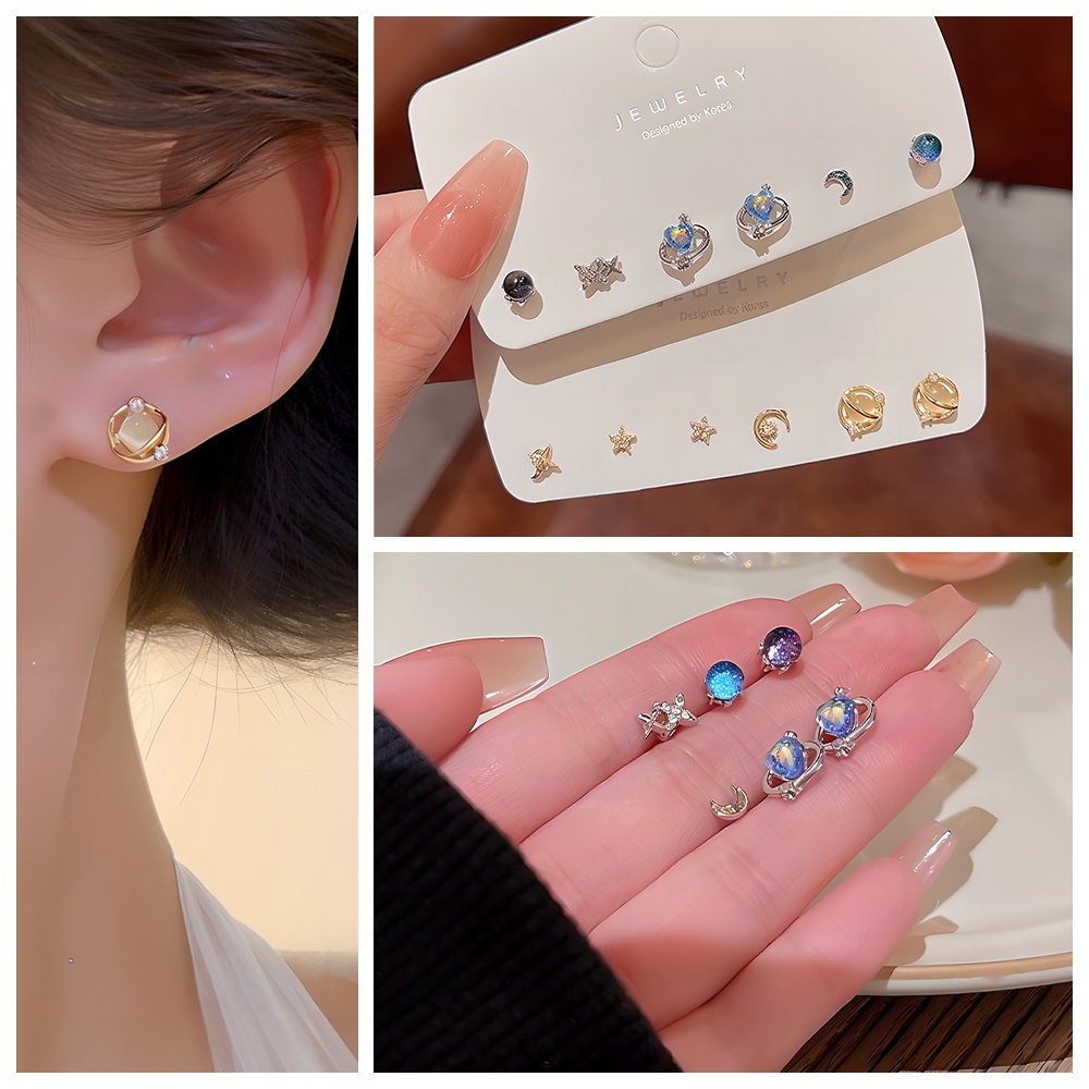 Set 6 Khuyên Tai s925 helix Hình Hành Tinh Dễ Thương