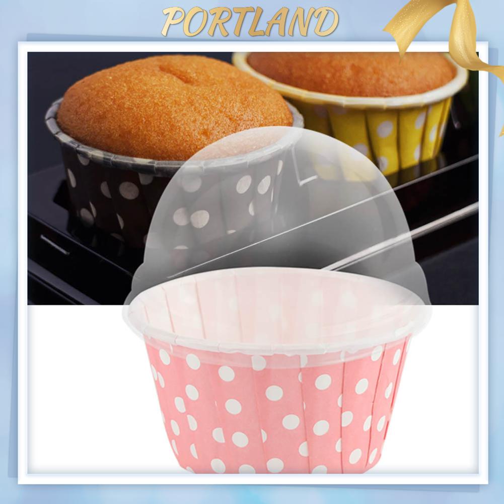 Portland Bộ 100 Mini Cupcake Lót Giấy Bánh Tròn Nướng Ly Hộp Muffin Có Nắp Đậy