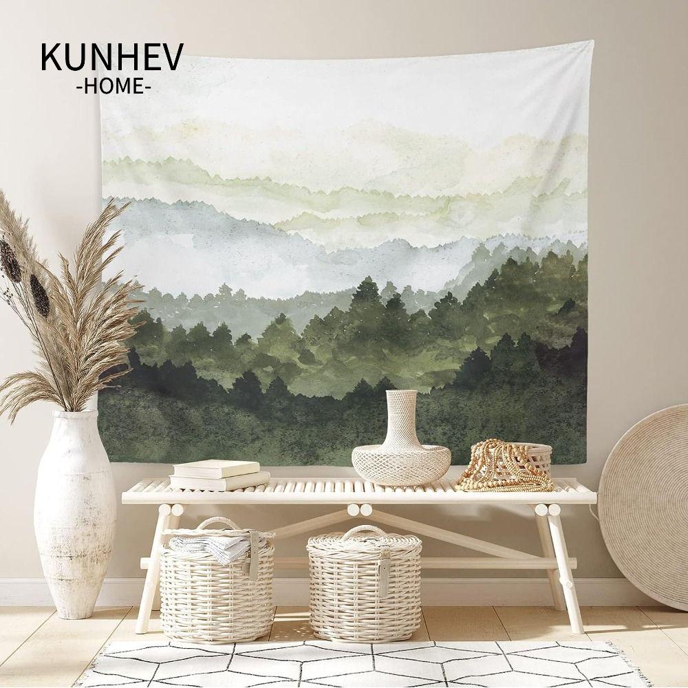 KUNHEV Tranh Vải Treo Tường Trang Trí Họa Tiết Ngọn Núi Sương Mù Kích Thước 51.2 * 59.1 inch