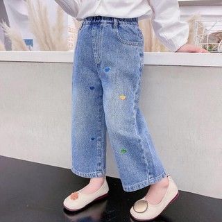 Quần jean ống rộng bé gái Quần jean thời trang bé gái