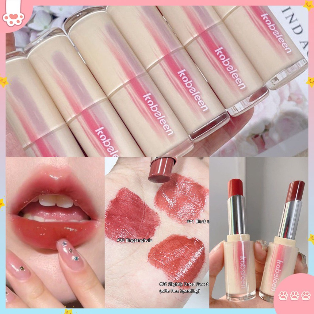 Kobeleen Water Glazed Lip Glaze Glossy Mirror Face Water Glazed Lipstick Nữ Sinh Viên Môi Mật Ong Dưỡng Ẩm Môi Glaze Dudu Jelly Glass Son Môi