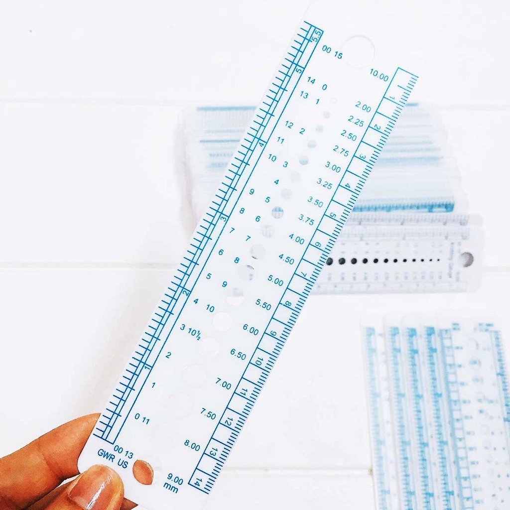 Thước đo size len sợi, kim móc tiện dụng dài 14cm