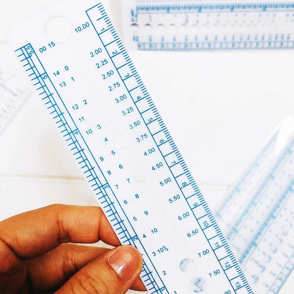 Thước đo size len sợi, kim móc tiện dụng dài 14cm