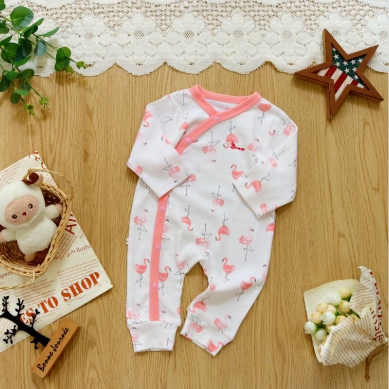 Body dài sơ sinh thu đông cho bé gái hiệu Bunnybaby chất thun 100% cotton cho bé 3-10kg