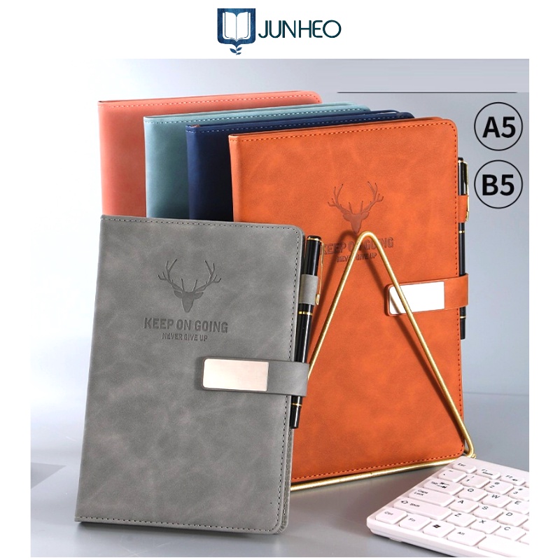 Sổ tay ghi chép vintage bìa da A5 mẫu hươu Junheo làm quà tặng sang trọng JH23 -189