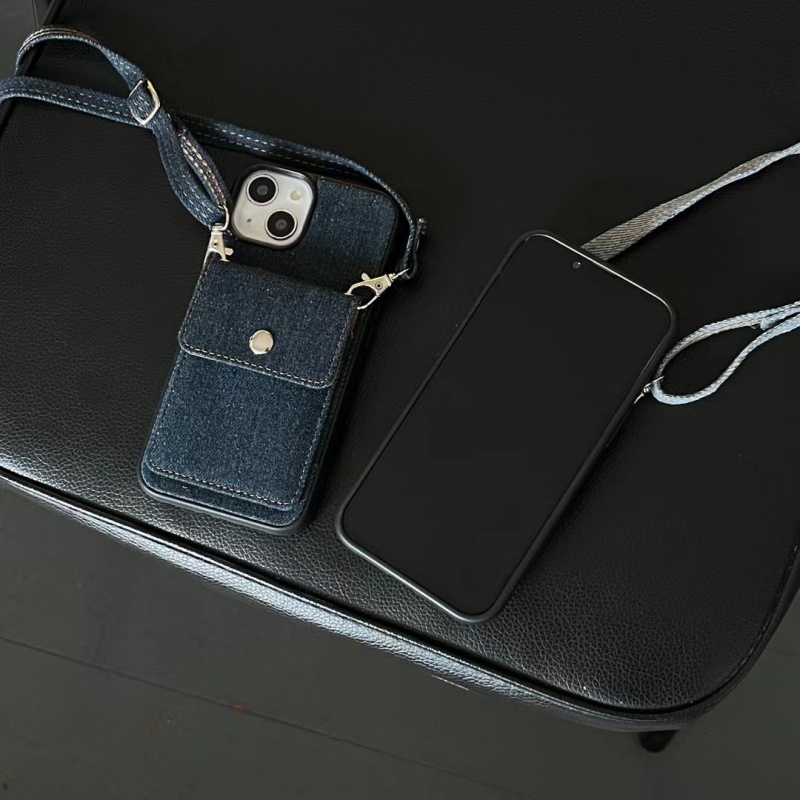 Ốp Điện Thoại denim Có Kẹp Dài Và Dây Đeo Cho iphone 14 14pro 14promax 13 13pro 13promax 11 12 12pro 12promax 14