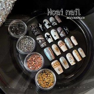 Bi vuông dẹt mix size kim loại đính móng tay