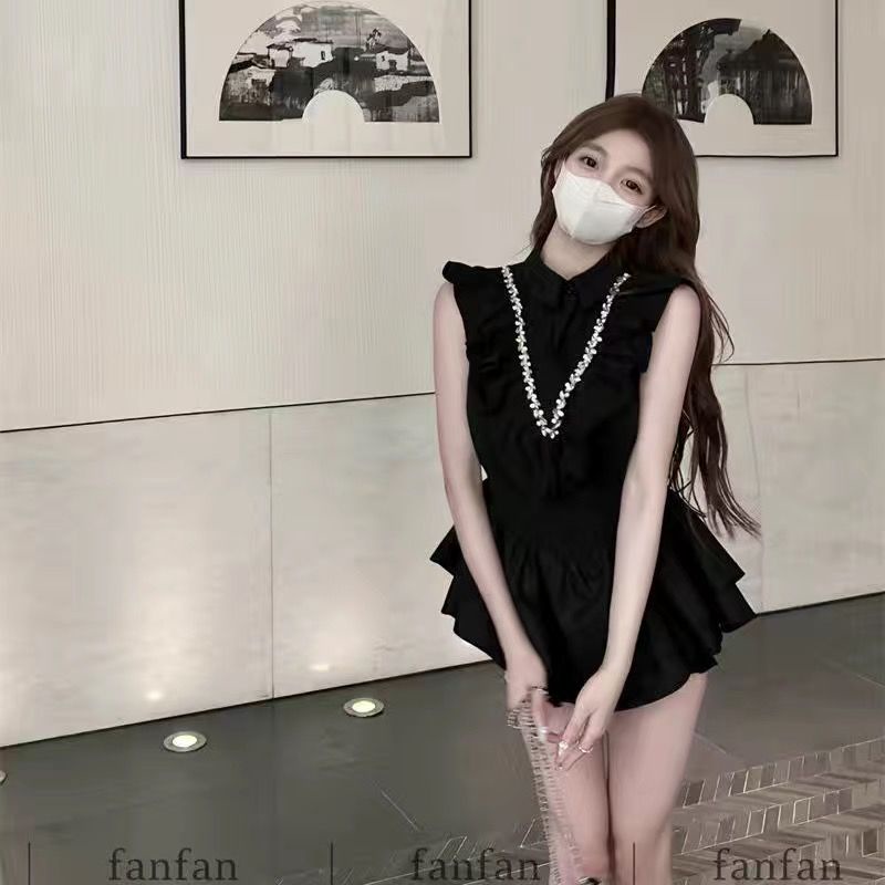 Đầm Dáng Chữ a Màu Trắng Phối Tay Bèo Thời Trang Mùa Hè Xinh Xắn Cho Nữ
