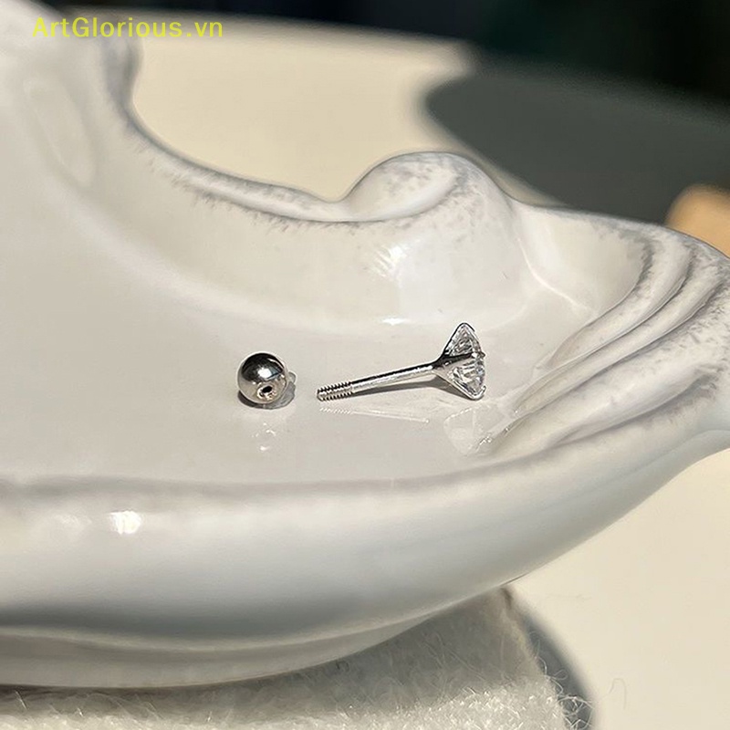 1 Đôi Bông Tai 3 / 4 / 5mm Bằng Thép Không Gỉ Đính Đá zircon Dành Cho Nữ vn