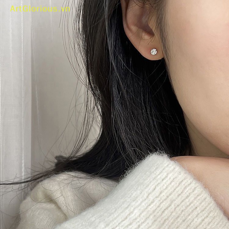 1 Đôi Bông Tai 3 / 4 / 5mm Bằng Thép Không Gỉ Đính Đá zircon Dành Cho Nữ vn