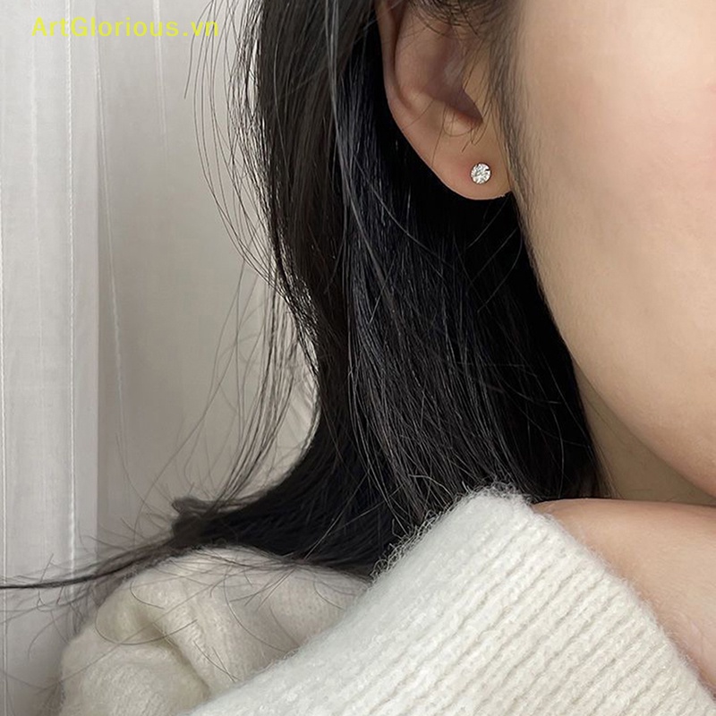 1 Đôi Bông Tai 3 / 4 / 5mm Bằng Thép Không Gỉ Đính Đá zircon Dành Cho Nữ vn