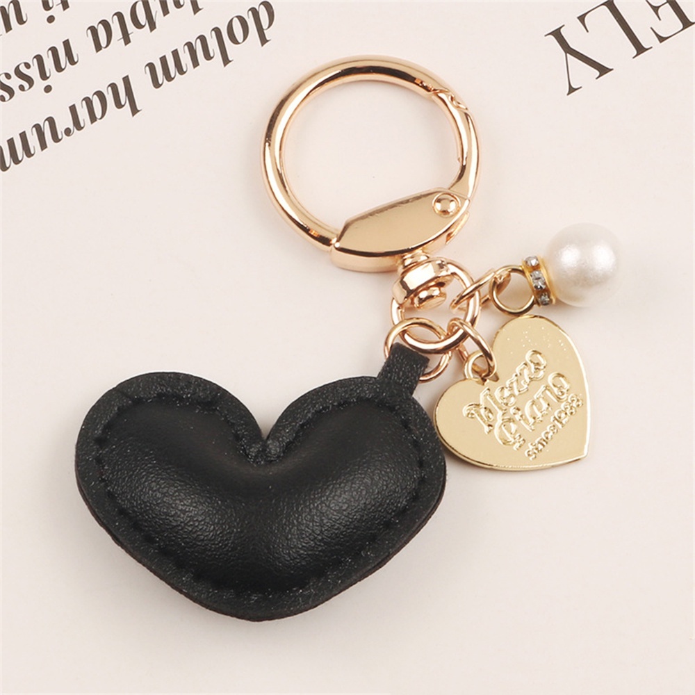 Móc Khóa Da pu Hình Trái Tim Đính Ngọc Trai Thời Trang Cho Nữ charms