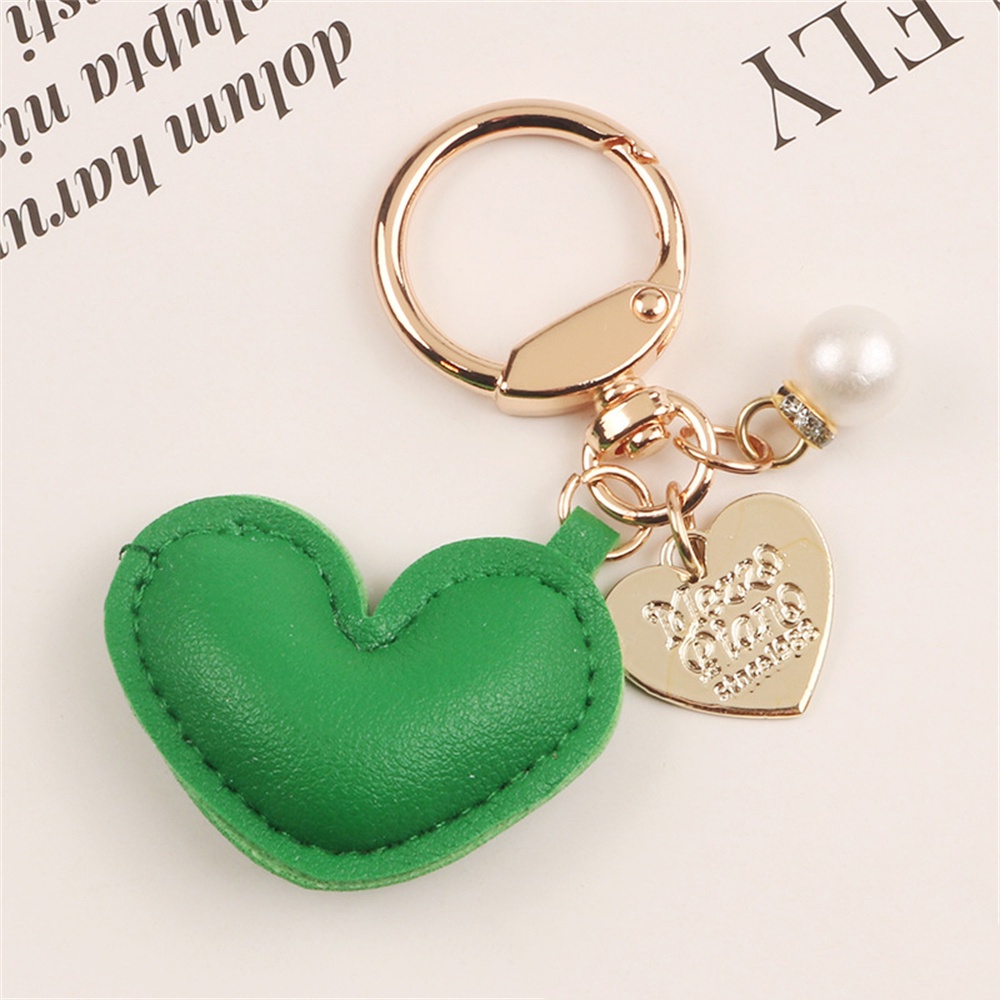 Móc Khóa Da pu Hình Trái Tim Đính Ngọc Trai Thời Trang Cho Nữ charms