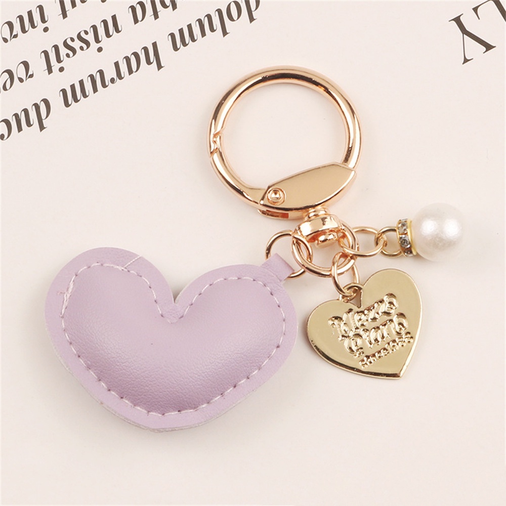 Móc Khóa Da pu Hình Trái Tim Đính Ngọc Trai Thời Trang Cho Nữ charms