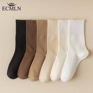 Ecmn Nữ Cotton Nguyên Chất Hàn Quốc Màu Trơn Tất Mùa Hè Phù Hợp Với Ins Hợp Thời Trang Thông Thường Tất Bắp Chân
