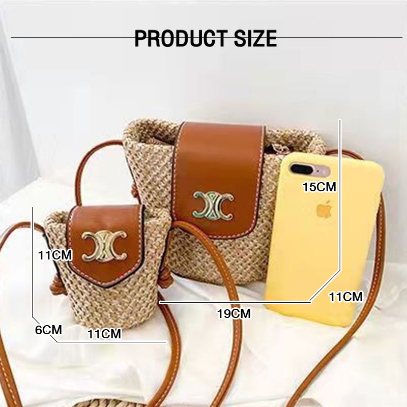 Túi Cói mini Đeo Hông Đựng Son Môi / Tai Nghe Tiện Dụng