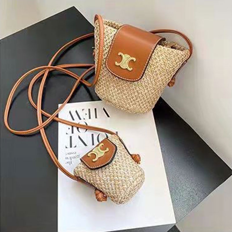 Túi Cói mini Đeo Hông Đựng Son Môi / Tai Nghe Tiện Dụng
