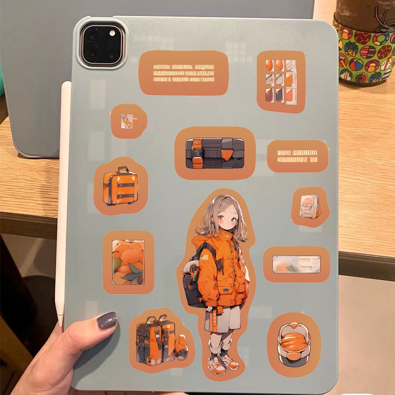 Bộ 8 Miếng Dán Trang Trí Mũ Bảo Hiểm Hình Cô Gái Hoạt Hình Dễ Thương