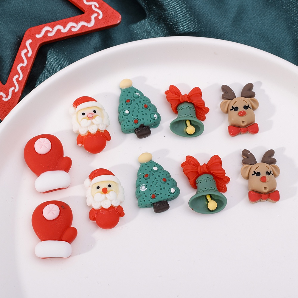 Set 10 Tượng Ông Già Noel Hoạt Hình mini Dễ Thương Trang Trí Túi Xách / Điện Thoại diy