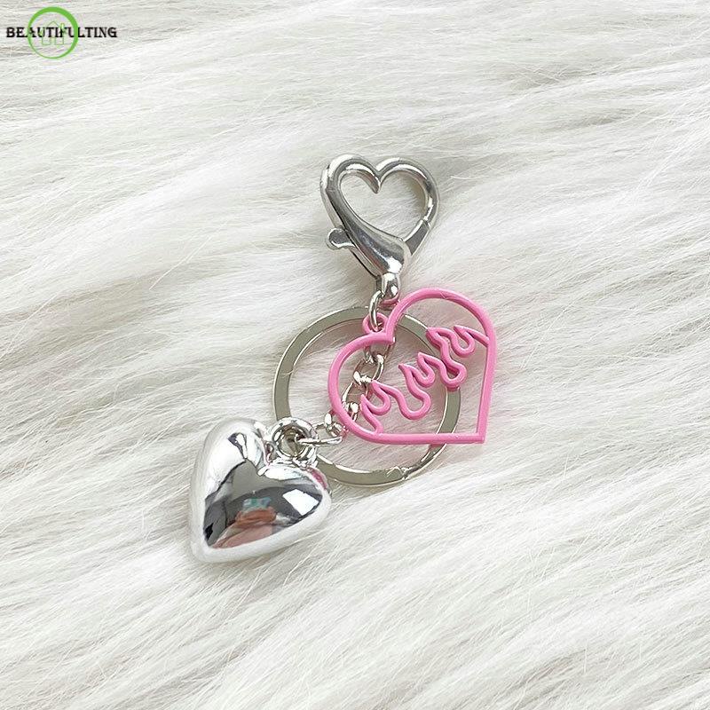 Dây Đeo Điện Thoại Túi Xách Chìa Khóa Hình Trái Tim Nơ Tình Yêu Màu Hồng Y2K Đáng Yêu Cho Nữ