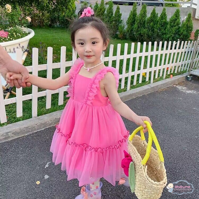 Đầm Công Chúa Bằng Vải Tuyn Màu Phấn Dễ Thương Thoải Mái Xinh Xắn Cho Bé Gái