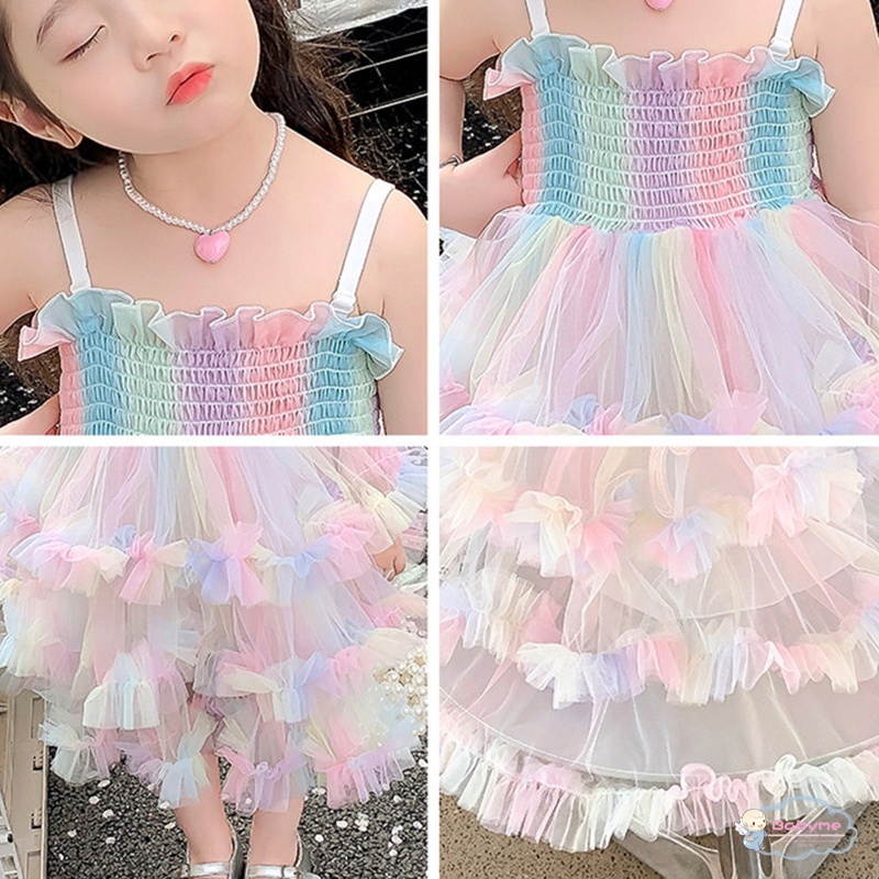 Baby girl Đầm Tầng Nhiều Màu Sắc Siêu Đẹp Đính Nơ Thoáng Khí Cho Bé Gái
