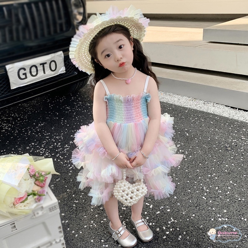 Baby girl Đầm Tầng Nhiều Màu Sắc Siêu Đẹp Đính Nơ Thoáng Khí Cho Bé Gái