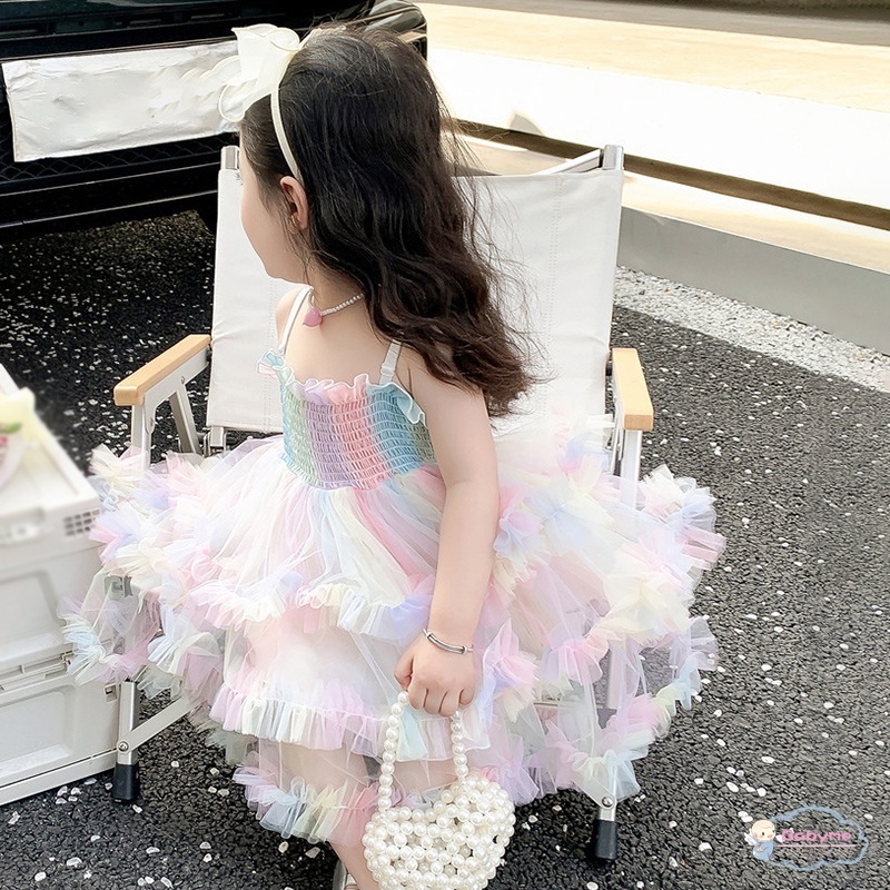 Baby girl Đầm Tầng Nhiều Màu Sắc Siêu Đẹp Đính Nơ Thoáng Khí Cho Bé Gái