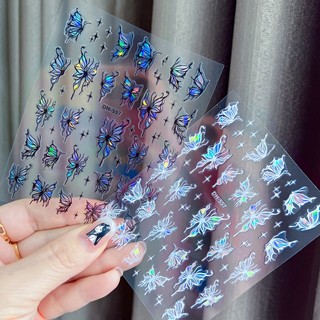 Sticker nail 3d | bướm trắng đen hologram mới 2023 | trang trí móng tay dh-557