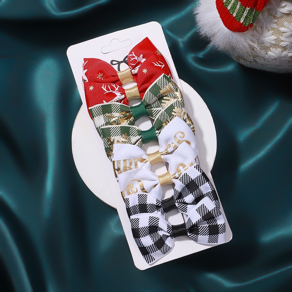 Set 8 Nơ Kẹp Tóc Trang Trí Giáng Sinh Năm Mới Cho Bé Gái