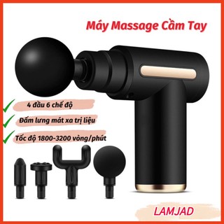 Máy massage cầm tay 6 cấp độ đầu lamjad4 điều trị đau nhức cơ thể hiệu quả, súng massage có 4 đầu massage chuyên sâu
