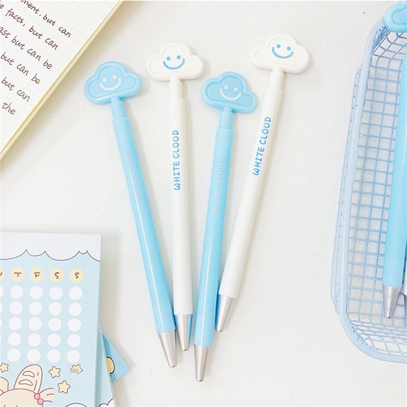♫ Bút Hình Mặt Cười Hình đám Mây 0,5mm Phim Hoạt Hình Dễ Thương Chất Lượng Cao Soft Cloud Pen Bấm Bút Gel Bút Nước Màu đen Mượt Mà Phụ Kiện Học Sinh