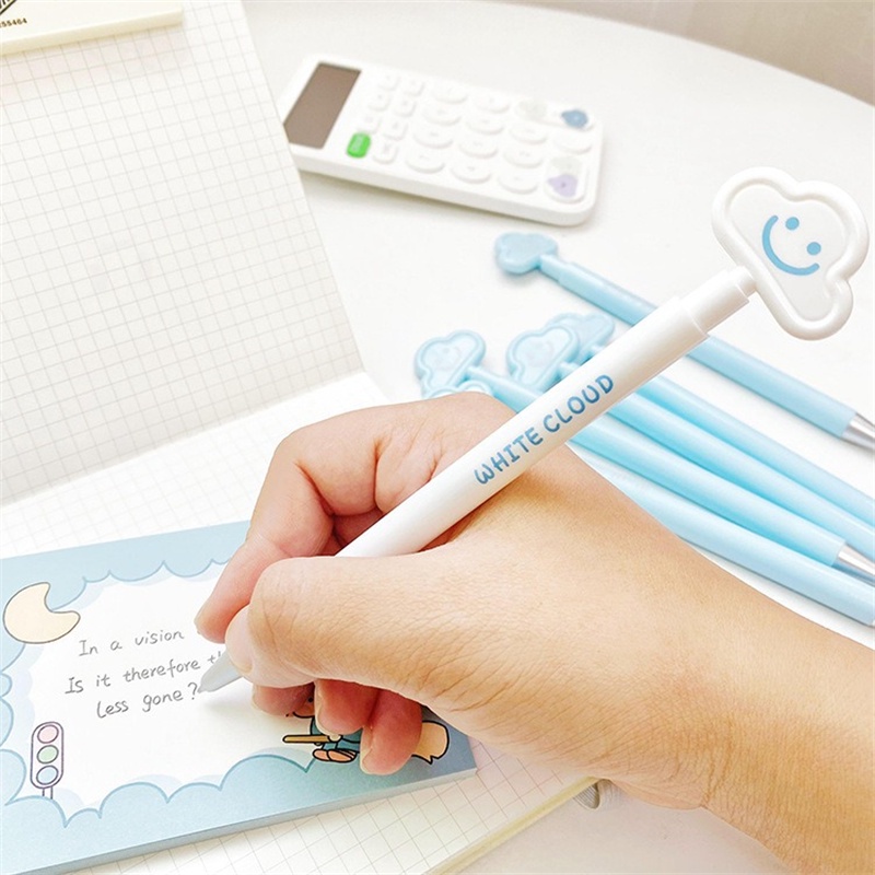 ♫ Bút Hình Mặt Cười Hình đám Mây 0,5mm Phim Hoạt Hình Dễ Thương Chất Lượng Cao Soft Cloud Pen Bấm Bút Gel Bút Nước Màu đen Mượt Mà Phụ Kiện Học Sinh