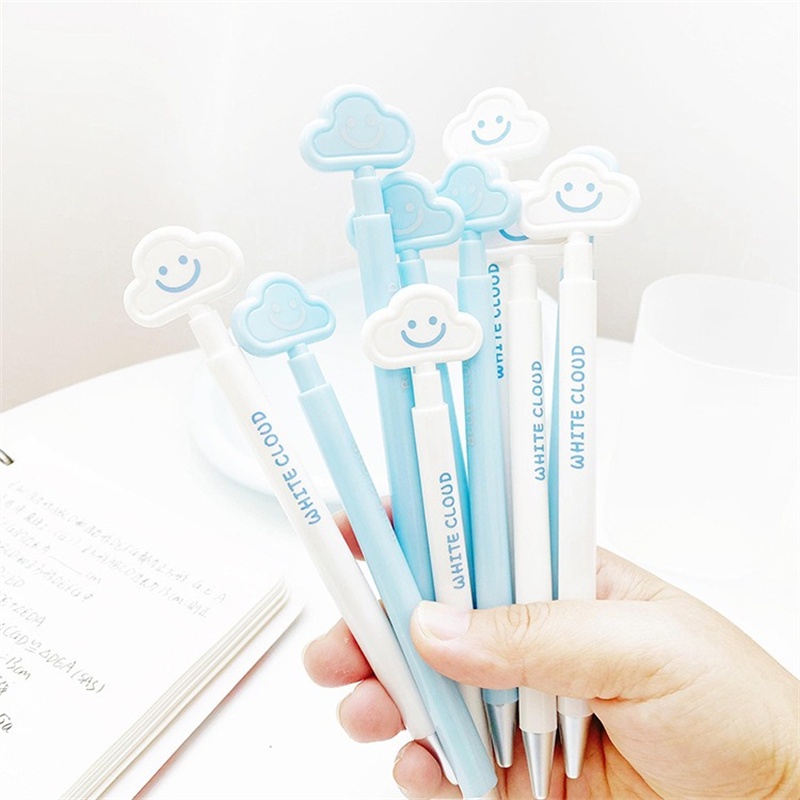 ♫ Bút Hình Mặt Cười Hình đám Mây 0,5mm Phim Hoạt Hình Dễ Thương Chất Lượng Cao Soft Cloud Pen Bấm Bút Gel Bút Nước Màu đen Mượt Mà Phụ Kiện Học Sinh